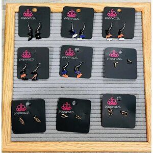 Halloween Bat Earrings and Gold Statement Set Moon, Leaves, Wishbone
